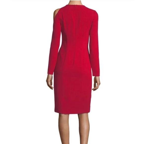 Black Halo NWT Covina Bonfire Red Single Cold Shoulder Sheath Dress Sz 14 XL - Picture 9 of 13